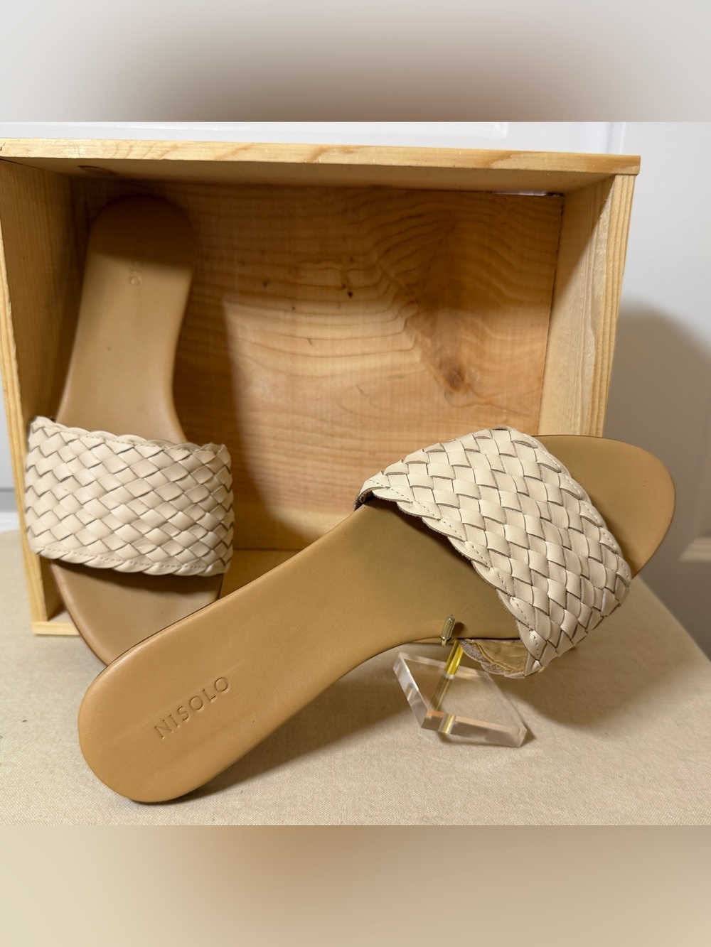 Nisolo Isla LeatherWoven Slide Sandals - White - Size 11